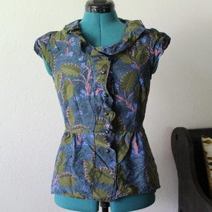 Anthropologie Vanessa Virginia Silk Peplum Top